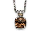 1.90 Carat (ctw) Smoky Quartz Pendant Necklace in Antiqued Sterling Silver with Chain